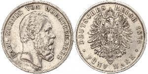 5 Mark Regno di Württemberg (1806-1918) Argento Carlo di Württemberg