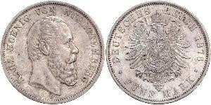 5 Mark Regno di Württemberg (1806-1918) Argento Carlo di Württemberg