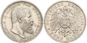 5 Mark Regno di Württemberg (1806-1918) Argento Wilhelm II, German Emperor (1859-1941)