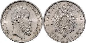 5 Mark Regno di Württemberg (1806-1918) Argento Carlo di Württemberg