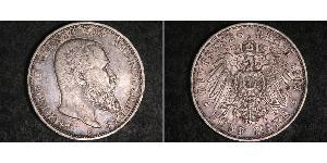 5 Mark Regno di Württemberg (1806-1918) Argento Wilhelm II, German Emperor (1859-1941)