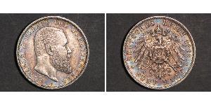 5 Mark Regno di Württemberg (1806-1918) Argento Wilhelm II, German Emperor (1859-1941)