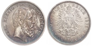 5 Mark Regno di Württemberg (1806-1918) Argento Carlo di Württemberg