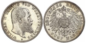 5 Mark Regno di Württemberg (1806-1918) Argento Wilhelm II, German Emperor (1859-1941)