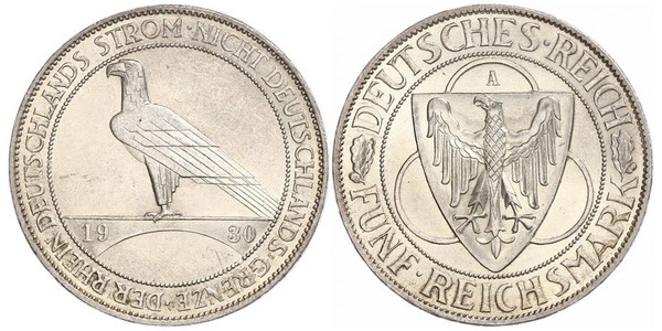 5 Mark Repubblica di Weimar (1918-1933) Argento 