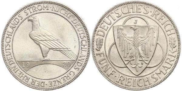 5 Mark Repubblica di Weimar (1918-1933) Argento 