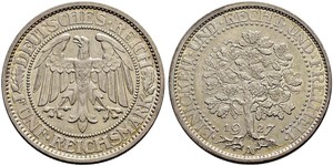 5 Mark Repubblica di Weimar (1918-1933) / Germania Argento 