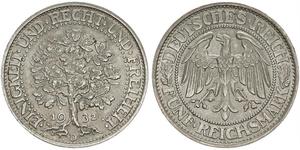 5 Mark Repubblica di Weimar (1918-1933) / Germania Argento 