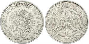 5 Mark Repubblica di Weimar (1918-1933) / Germania Argento 