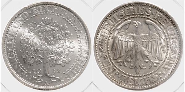 5 Mark Repubblica di Weimar (1918-1933) / Germania Argento 