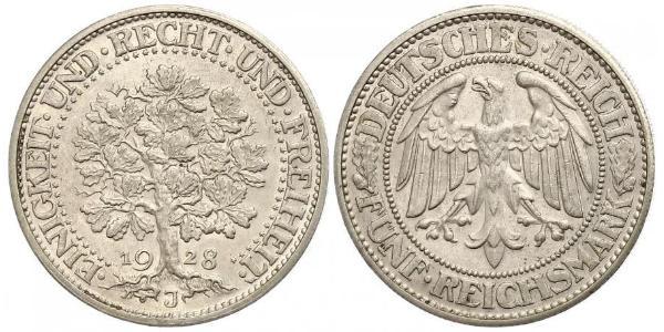 5 Mark Repubblica di Weimar (1918-1933) / Germania Argento 