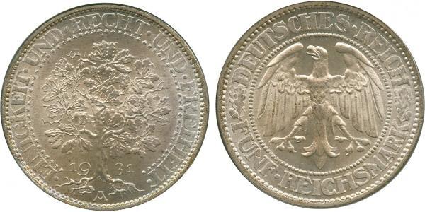 5 Mark Repubblica di Weimar (1918-1933) / Germania Argento 
