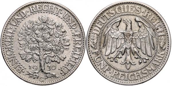 5 Mark Repubblica di Weimar (1918-1933) / Germania Argento 