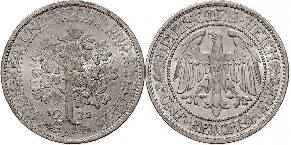 5 Mark Repubblica di Weimar (1918-1933) / Germania Argento 