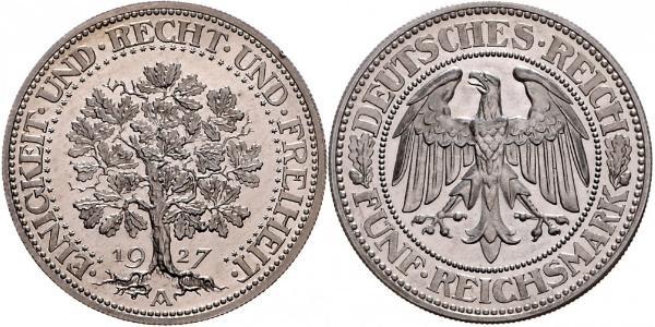5 Mark Repubblica di Weimar (1918-1933) / Germania Argento 