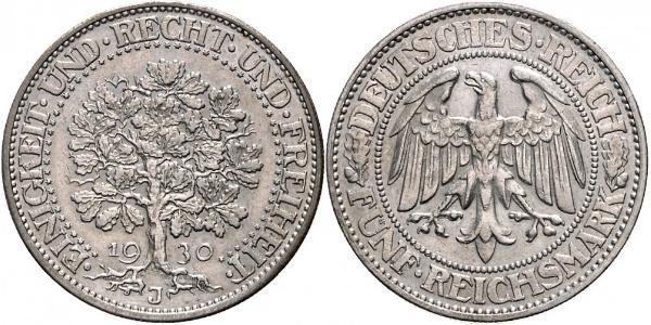 5 Mark Repubblica di Weimar (1918-1933) / Germania Argento 