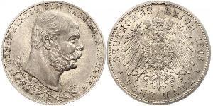 5 Mark Sassonia-Altenburg  (1826 - 1920) Argento Ernesto I di Sassonia-Altenburg (1826 - 1908)