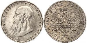 5 Mark Sassonia-Meiningen (1680 - 1918) Argento Giorgio II di Sassonia-Meiningen