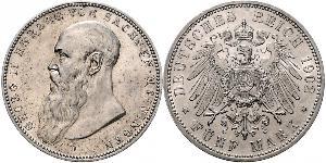 5 Mark Sassonia-Meiningen (1680 - 1918) Argento Giorgio II di Sassonia-Meiningen