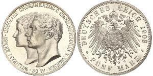 5 Mark Sassonia-Weimar-Eisenach (1809 - 1918) Argento Guglielmo Ernesto di Sassonia-Weimar-Eisenach