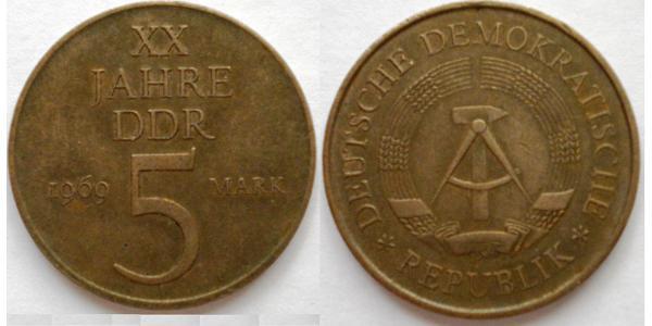 5 Mark Repubblica Democratica Tedesca (1949-1990) Bronzo/Nichel 