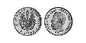 5 Mark Grand Duchy of Baden (1806-1918) Gold Frederick I, Grand Duke of Baden (1826 - 1907)