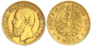 5 Mark Grand Duchy of Baden (1806-1918) Gold Friedrich I. (Baden, Großherzog) (1826 - 1907)