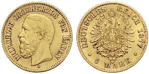 5 Mark Grand Duchy of Baden (1806-1918) Gold Frederick I, Grand Duke of Baden (1826 - 1907)