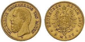 5 Mark Grand Duchy of Baden (1806-1918) Gold Frederick I, Grand Duke of Baden (1826 - 1907)