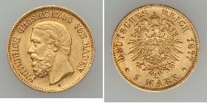 5 Mark Grand Duchy of Baden (1806-1918) Gold Frederick I, Grand Duke of Baden (1826 - 1907)