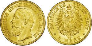 5 Mark Grand Duchy of Baden (1806-1918) Gold Frederick I, Grand Duke of Baden (1826 - 1907)