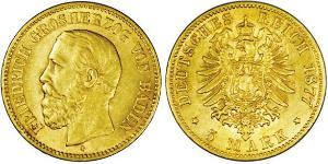 5 Mark Grand Duchy of Baden (1806-1918) Gold Frederick I, Grand Duke of Baden (1826 - 1907)