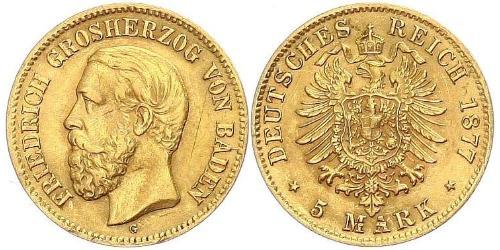 5 Mark Grand Duchy of Baden (1806-1918) Gold Friedrich I. (Baden, Großherzog) (1826 - 1907)