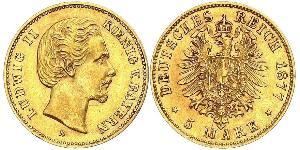 5 Mark Kingdom of Bavaria (1806 - 1918) Gold Ludwig II of Bavaria (1845 – 1886)