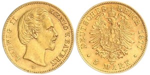 5 Mark Kingdom of Bavaria (1806 - 1918) Gold Ludwig II of Bavaria (1845 – 1886)