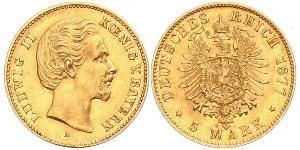 5 Mark Kingdom of Bavaria (1806 - 1918) Gold Ludwig II of Bavaria (1845 – 1886)