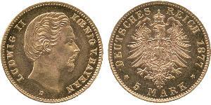 5 Mark Kingdom of Bavaria (1806 - 1918) Gold Ludwig II of Bavaria (1845 – 1886)