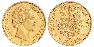 5 Mark Kingdom of Bavaria (1806 - 1918) Gold Ludwig II of Bavaria (1845 – 1886)