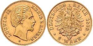 5 Mark Kingdom of Bavaria (1806 - 1918) Gold Ludwig II of Bavaria (1845 – 1886)