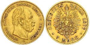 5 Mark Kingdom of Prussia (1701-1918) Gold Wilhelm I, German Emperor (1797-1888)