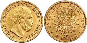 5 Mark Kingdom of Prussia (1701-1918) Gold Wilhelm I, German Emperor (1797-1888)