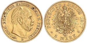 5 Mark Kingdom of Prussia (1701-1918) Gold Wilhelm I, German Emperor (1797-1888)