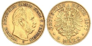 5 Mark Kingdom of Prussia (1701-1918) Gold Wilhelm I, German Emperor (1797-1888)