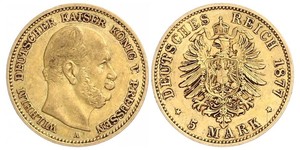 5 Mark Kingdom of Prussia (1701-1918) Gold Wilhelm I, German Emperor (1797-1888)