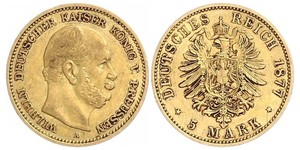 5 Mark Kingdom of Prussia (1701-1918) Gold Wilhelm I, German Emperor (1797-1888)