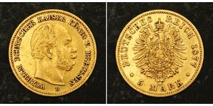 5 Mark Kingdom of Prussia (1701-1918) Gold Wilhelm I, German Emperor (1797-1888)