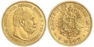 5 Mark Kingdom of Prussia (1701-1918) Gold Wilhelm I, German Emperor (1797-1888)