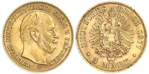 5 Mark Kingdom of Prussia (1701-1918) Gold Wilhelm I, German Emperor (1797-1888)