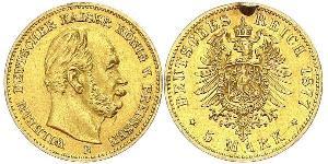 5 Mark Kingdom of Prussia (1701-1918) Gold Wilhelm I, German Emperor (1797-1888)