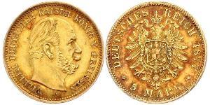 5 Mark Kingdom of Prussia (1701-1918) Gold Wilhelm I, German Emperor (1797-1888)